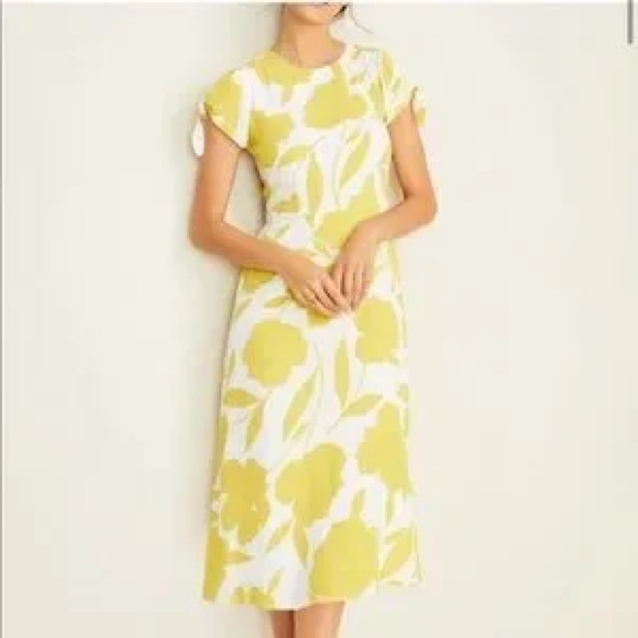 Ann Taylor Dresses & Skirts - Ann Taylor white and yellow floral short tie sleeve dress NWT